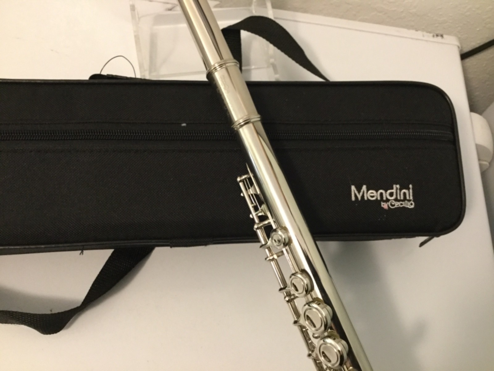 MENDINI NICKEL PLATED / SILVER C FLUTE 16 KEY w/Split E CLOSED HOLE -MFE-N
