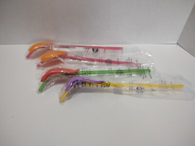 Slurpee 7-Eleven  Set Of 4 TONGUE Straws NIP 2 Orange 1 Purple 1 Red