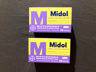 (Lot of 2 )New Midol Menstrual Relief Long Lasting Pain Reliever /Acetaminophen