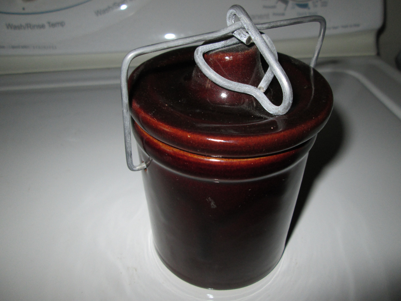 Vintage Brown Stoneware Cheese Crock Wire Clamp Lid Pine Cheese Mart  MN