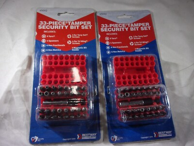 2 NEW BESTWAY 33pc. TAMPER SECURITY BIT SET W/ HOLDER  # 45002