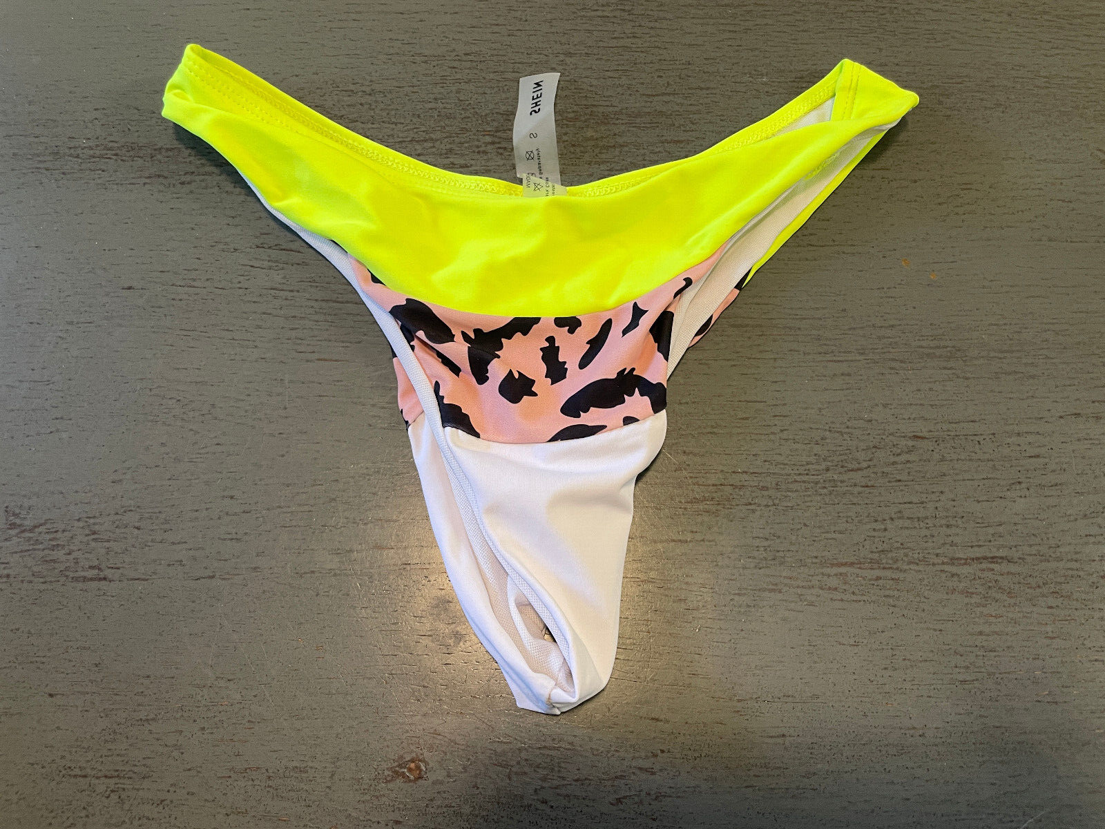 colorful lined SHEIN    swimsuit bikini bottom size small