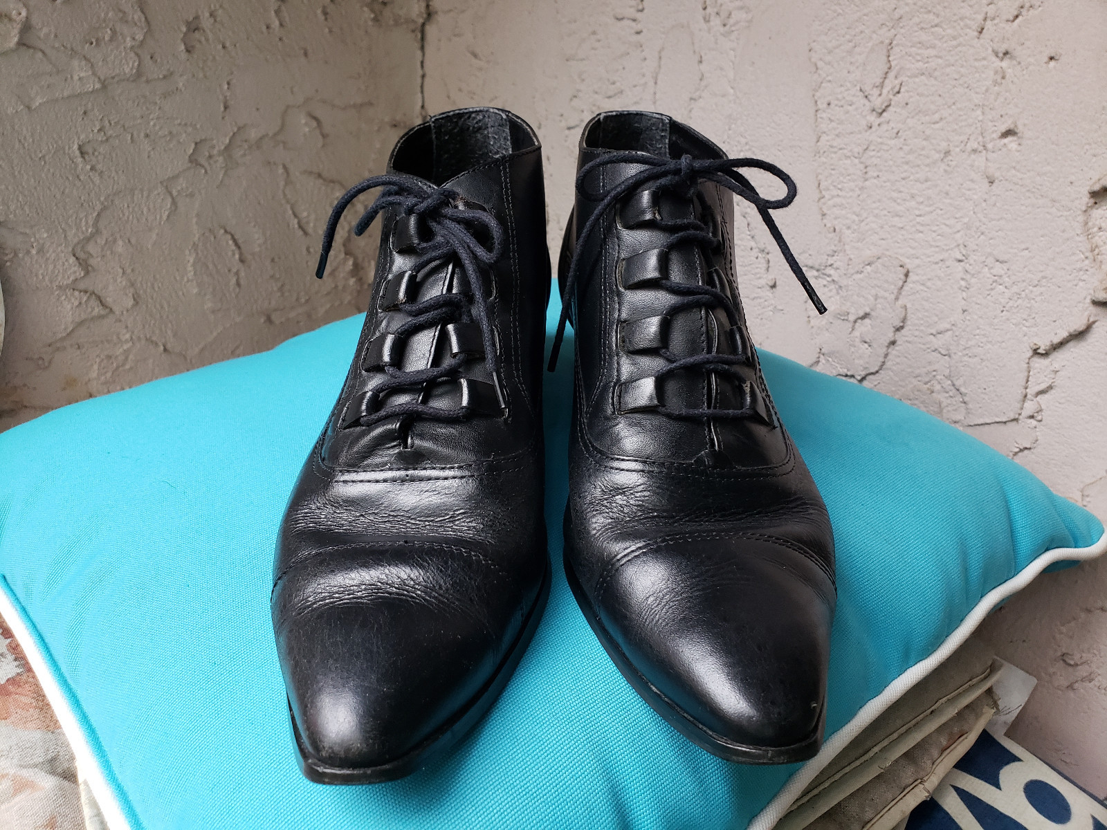 VINTAGE Corsina BLACK WITCH Boots Ankle Boots 80s Leather Made in Brazil size 9M