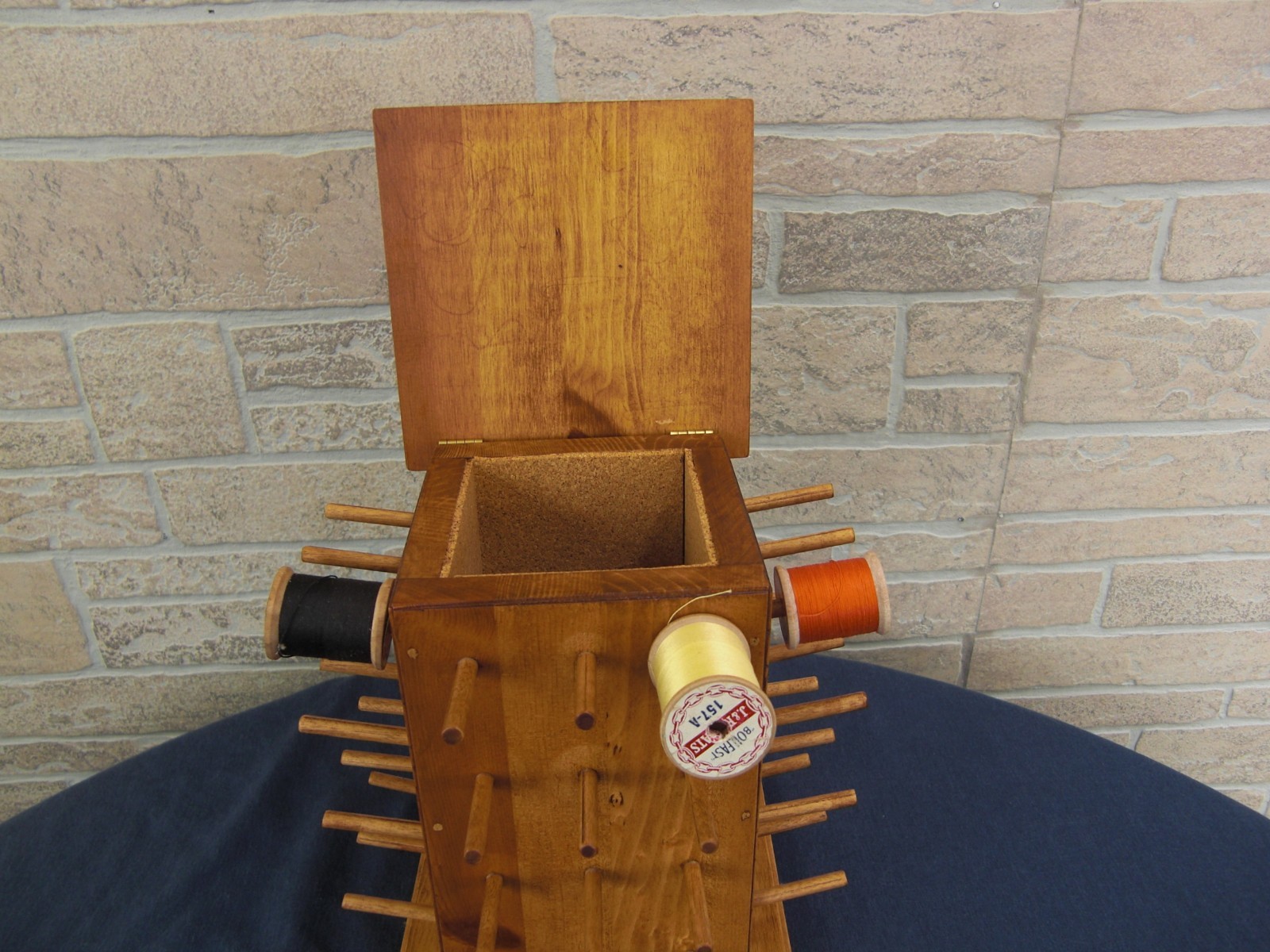 Vintage Revolving 48 Thread Spool Holder With Storage Compartment & Thread VNC