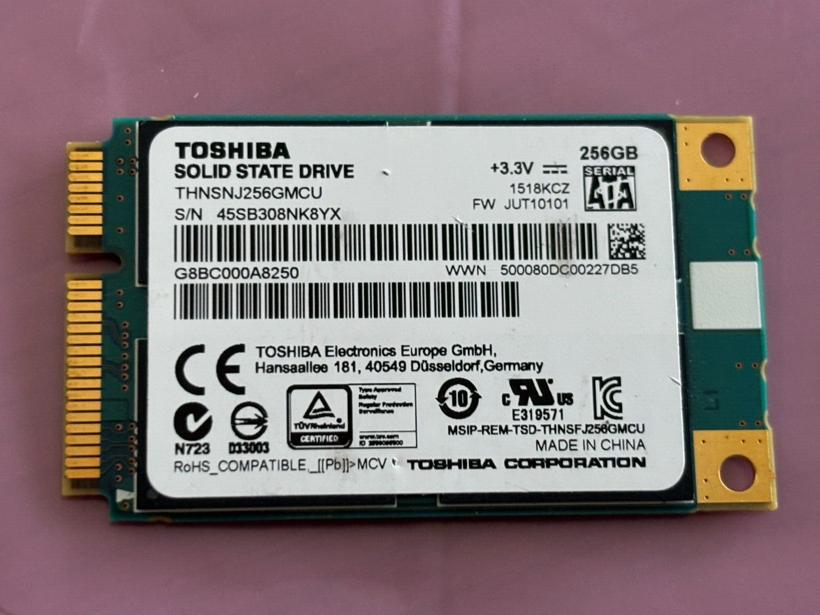 Toshiba THNSNJ256GMCU 256GB mSATA 50.8mm 1.8 inch SSD Toshiba THNSNJ256GMCU 256GB mSATA 50.8mm 1.8 inch SSD