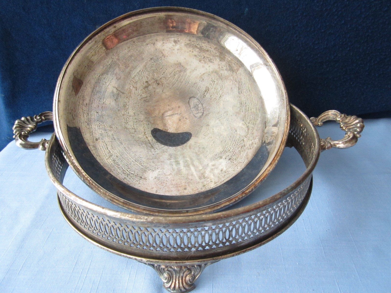 Silverplate Vintage Covered Casserole Cradle Server Victorian Silver Plated