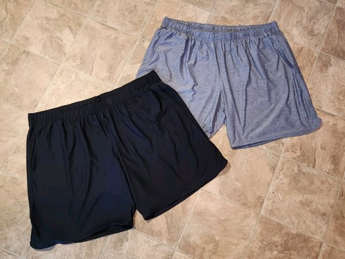 2 Pair Men's Athletic Works Dri-Works Shorts Black/Gray Size