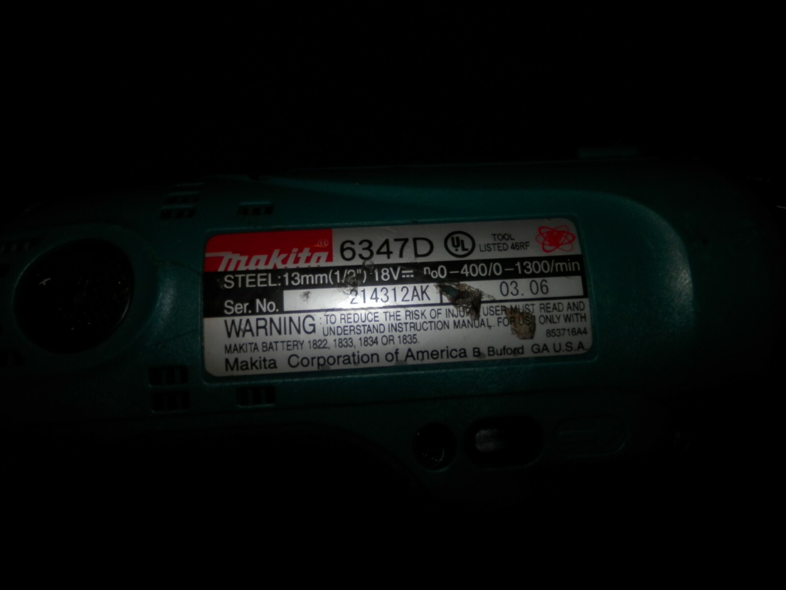 Makita 6347D 18V NiMH 1/2
