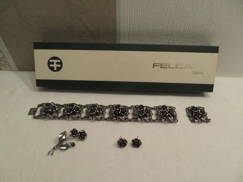 Felca Swiss Damen Armband Mit Ersatzglied Brosche 2 Ohrstecker Rosenmotiv Ovp