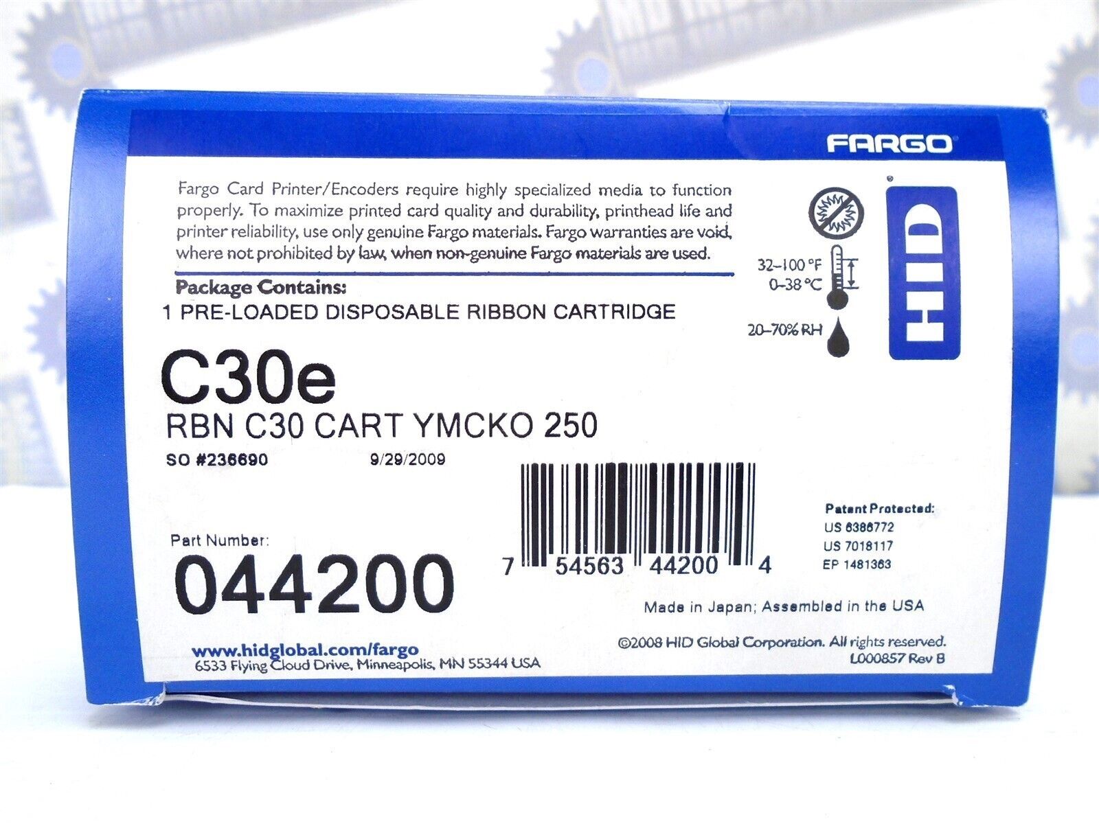 FARGO 044200 - C30 C30e DTC300 Smartload RIBBON Cartridge FARGO 044200 - C30 C30e DTC300 Smartload RIBBON Cartridge