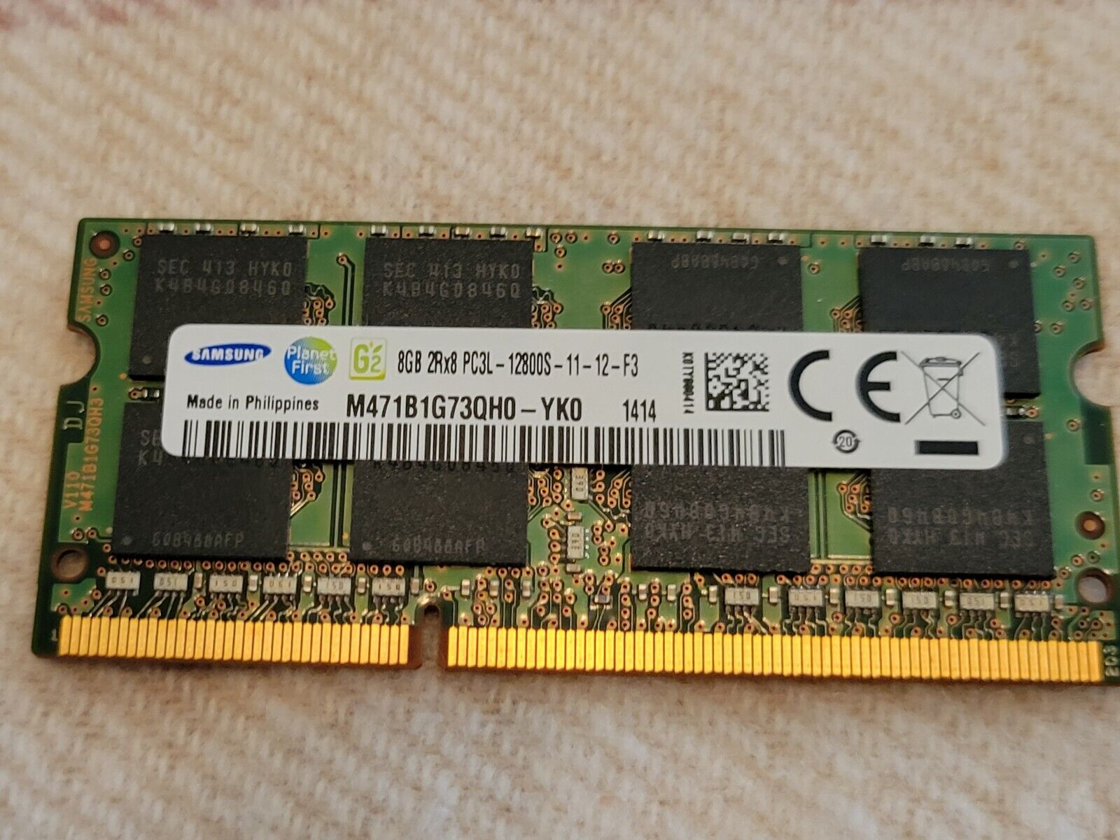 Samsung 8GB 2RX8PC3L-12800S-11-12-F3 (M471B1G73QH0-YK0) | eBay Samsung 8GB 2RX8PC3L-12800S-11-12-F3 (M471B1G73QH0-YK0) | eBay