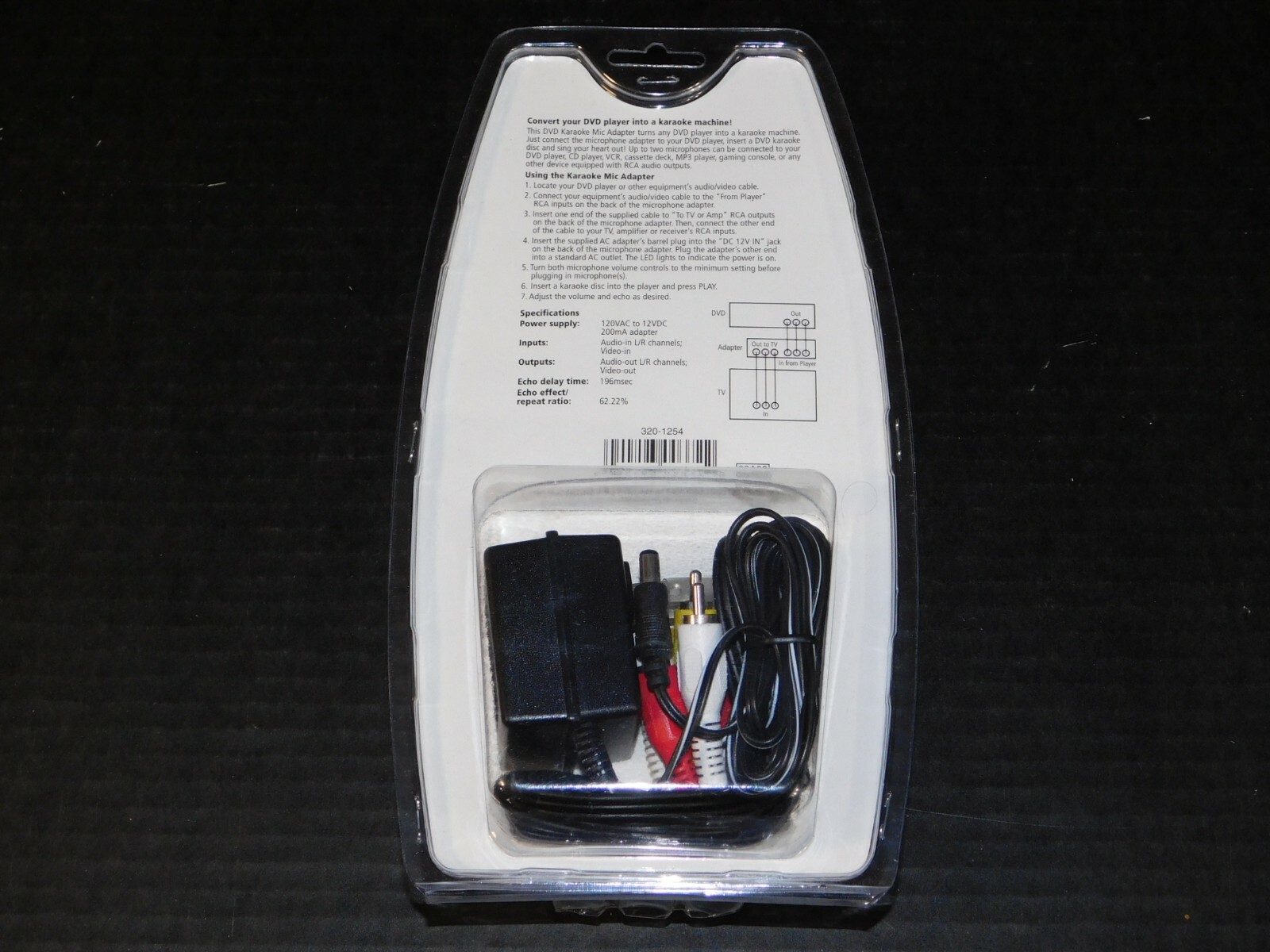 New Radio Shack 32-1254 Karaoke Mic Adapter with Cables Uses DVD Player Outputs