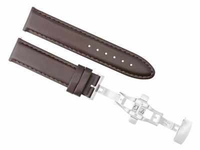 24MM LEATHER WATCH BAND DEPLOYMENT FOR OMEGA SEAMASTER RAILMASTER WATCH D/BROWN