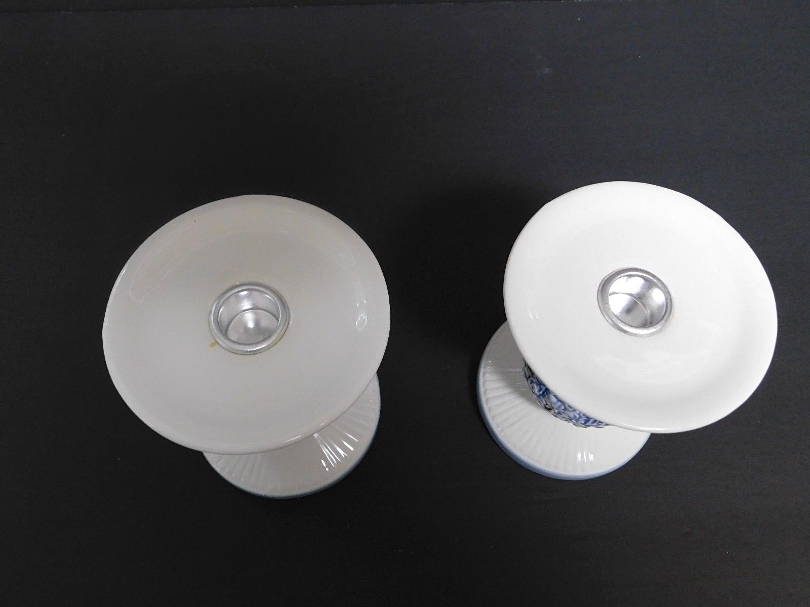 Pair Ceramic/Porcelain Pillow/Taper Candle Holders 4.5