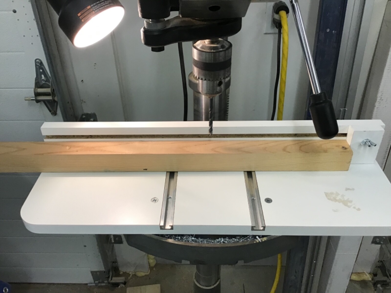 Drill Press Table With Adjustable Fence And Stop Block, Vise Compatible T-track