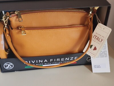 NWT! Divina Firenze Italy Lilla MIELE Leather Convertible Crossbody Bag
