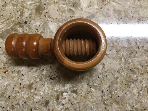 Vintage EZ-KRAK HOLIDAY Nut Cracker Screw Style Nut Wooden Nutcracker  Japan