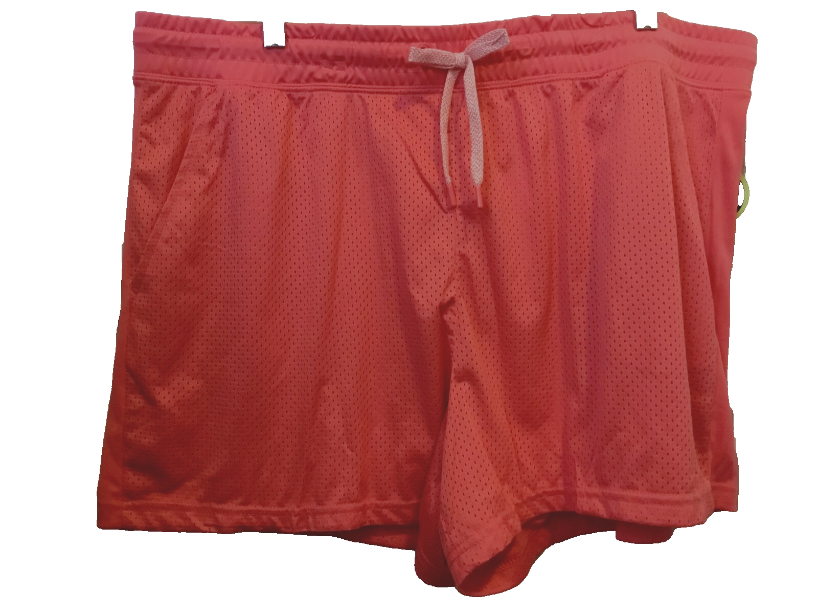ATHLETIC WORKS MOISTURE WICKING LT RED MESH SHORTS Elastic