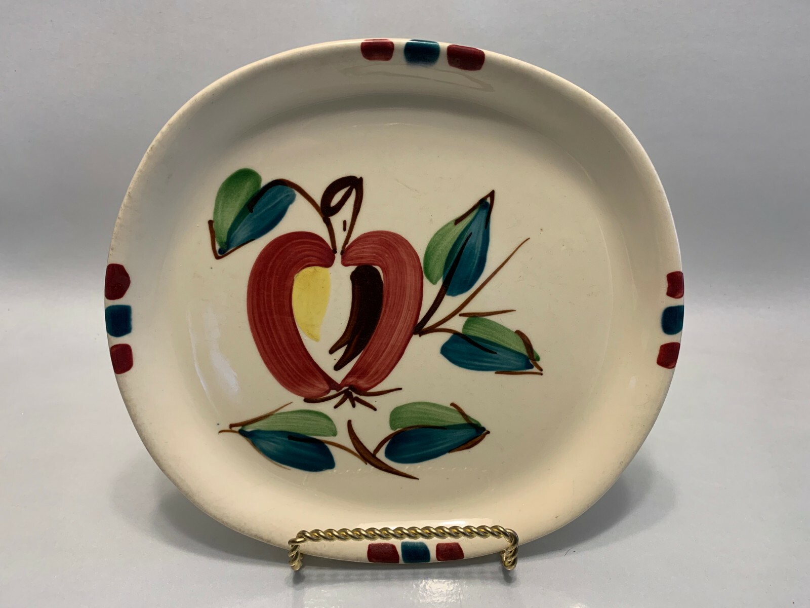 Purinton Pottery Slip Ware Apple Pattern Plates & Sugar Bowl