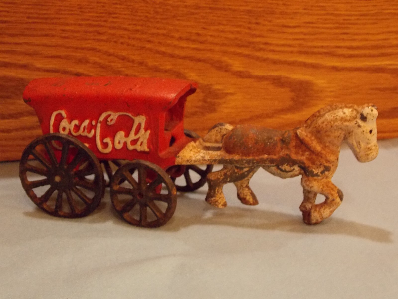 7 & 1/2-inch. Vintage ( Die-Cast ) Coca-Cola Horse and Cart... ( Exc. Cond.)...
