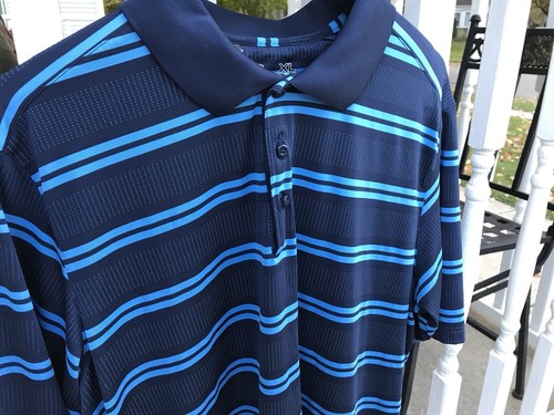 Under Armour Men’s Polo Shirt Sz XL Loose Heat Gear Golf Blue Striped