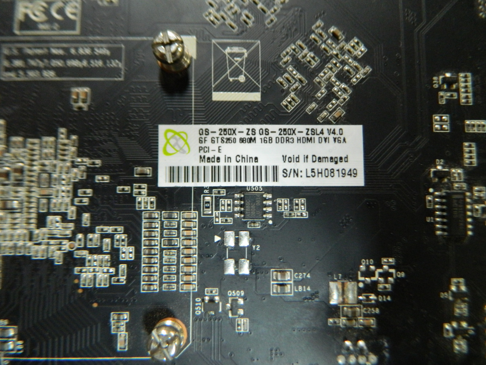 Nvidia GS-250X-ZS GS-250X-ZSL4 V4.0 GF GTS 250 680M 1GB DDR3 HDMI DVI VGA PCI-E