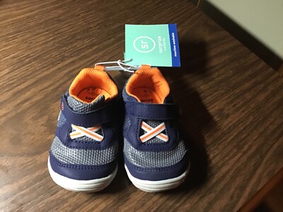 Stride Rite Surprize Boys US 4M Infant Baby Shoes Memory Foam Navy/Rush New