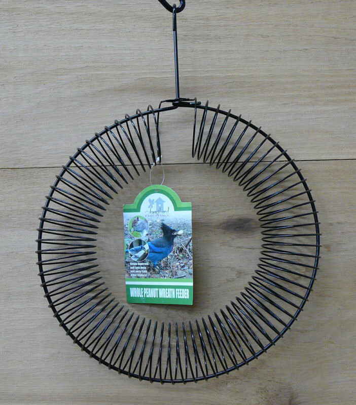Songbird Essentials Black Whole Peanut Metal Wire Wreath Squirrel And Jay Feeder