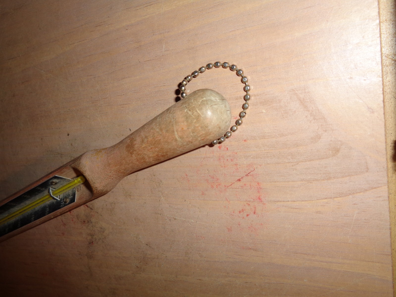 WEKSLER Wood-Brass- Glass INDUSTRIAL THERMOMETER  14 inch