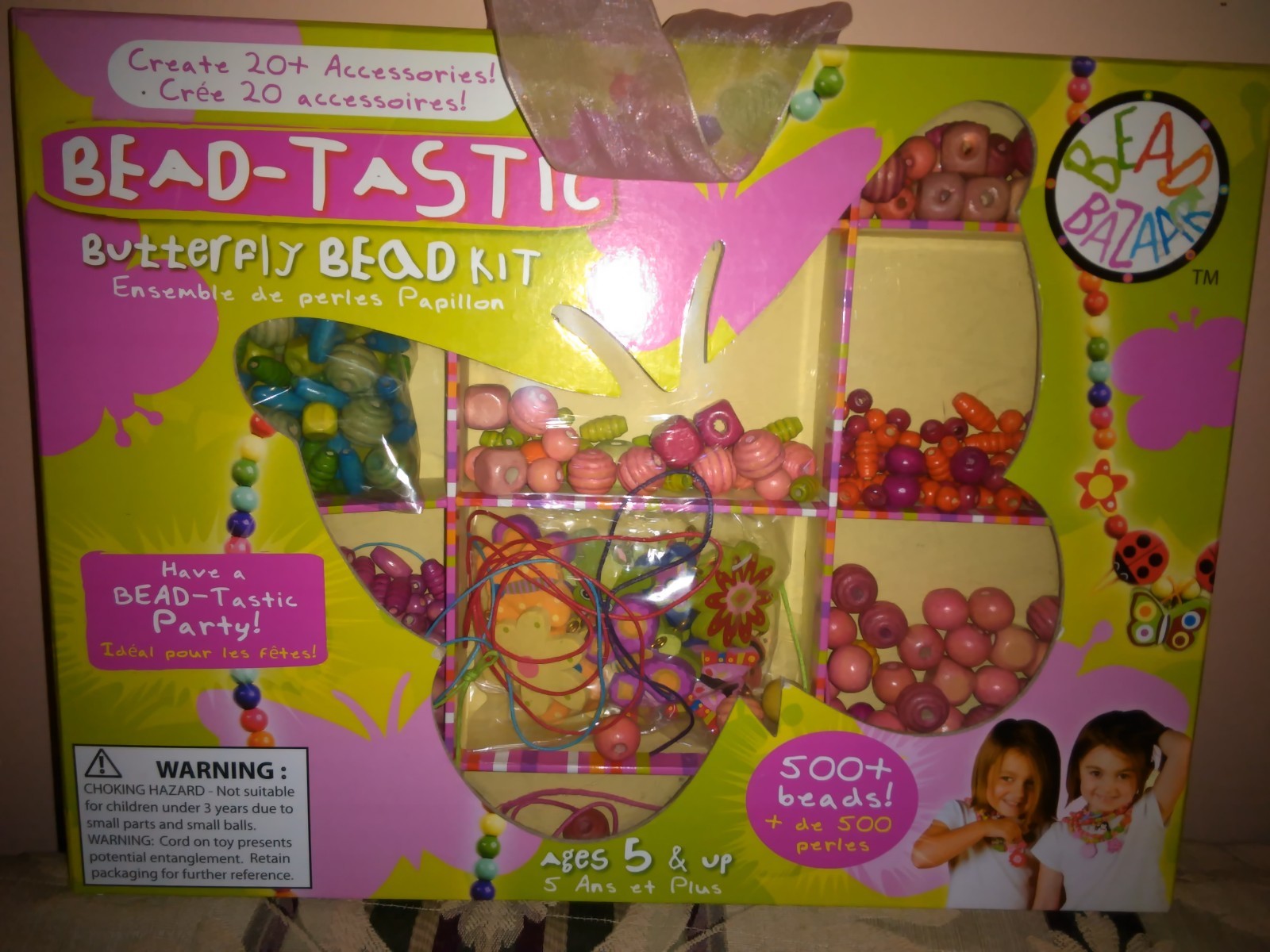 NEW BEAD BAZAAR BEAD TASTIC BUTTERFLY BEAD KIT 500+ BEADS AGES 5+ CRAFT SET