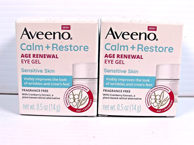 2X Aveeno Calm Restore Age Renewal Eye Gel Sensitive Skin 0.5fl/14ml LOT OF TWO