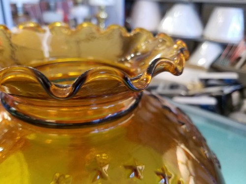 NOS  Vintage Amber 10" Glass Shade - Eagle Pattern. Fits Aladdin, Rayo, B & H, +