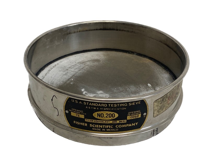 FISHER 8” USA Standard No. 200 Mesh SS Full Height Test Sieve 75um