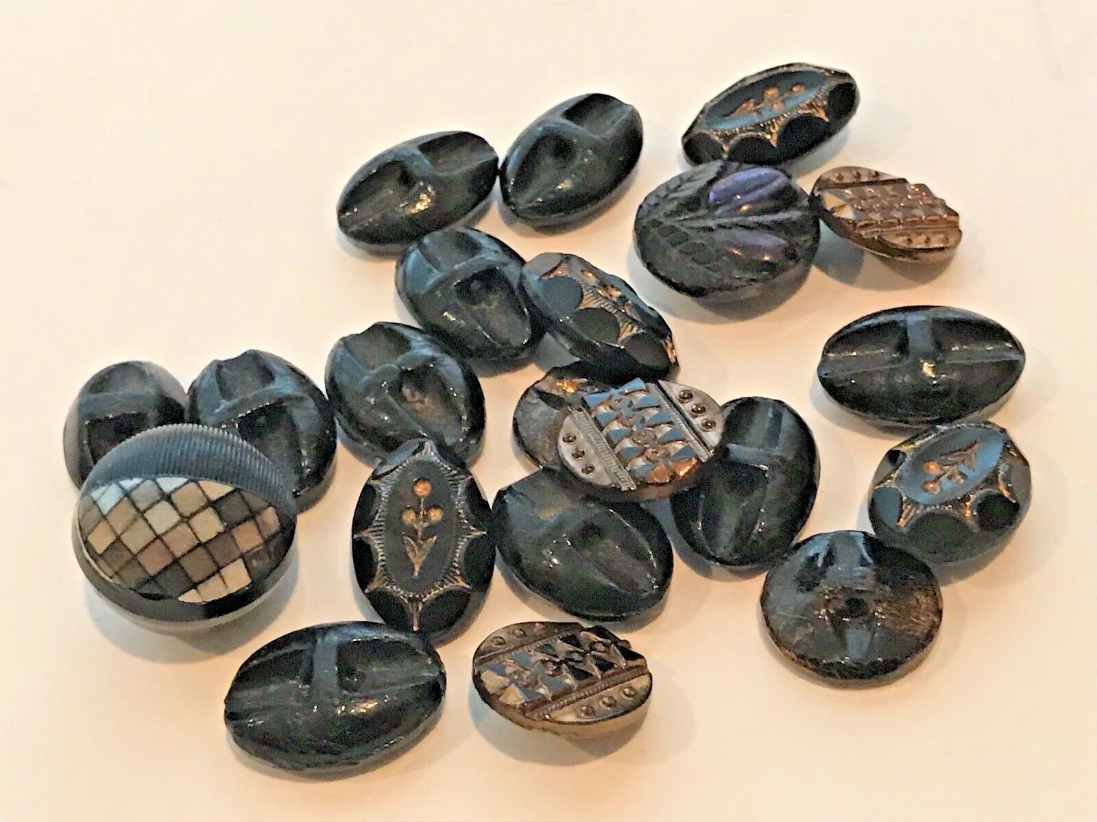 Vintage antique black and gold buttons set of 20