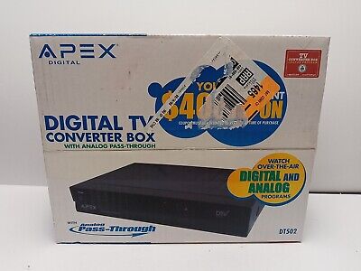 Apex DT502 Digital TV Converter Box with Analog PassThrough w Remote NIB