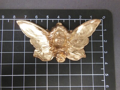 Brass Fairy/Angel face w/wings X-Large jewelry finding (osb129)