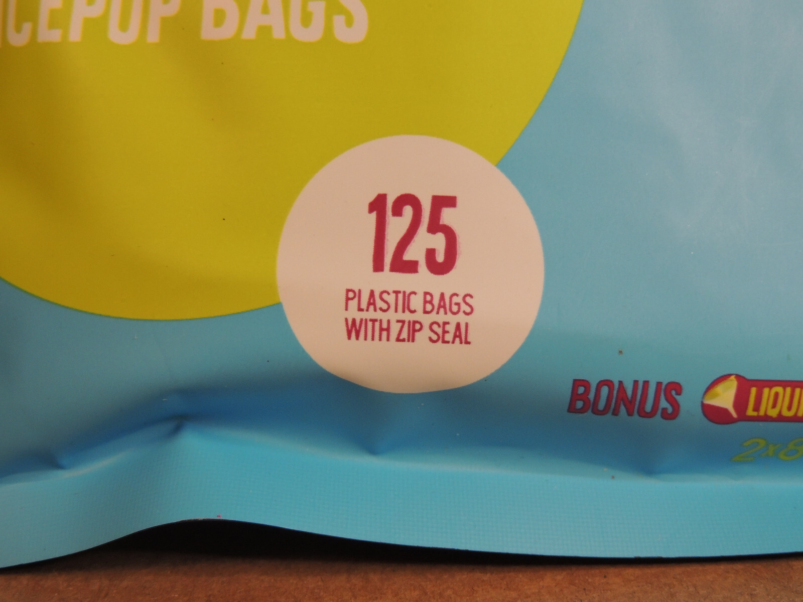 FROZIP Pure Pop Ice Pop Bags 125 Bags With Zip Seal 2"×8"