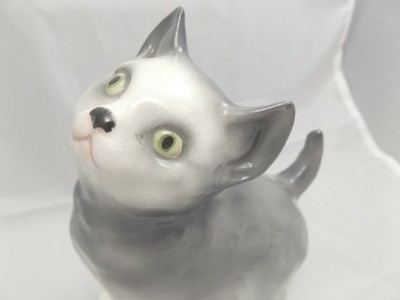 Vintage Erphilia Germany Gray & White Cat Kitty Figurine