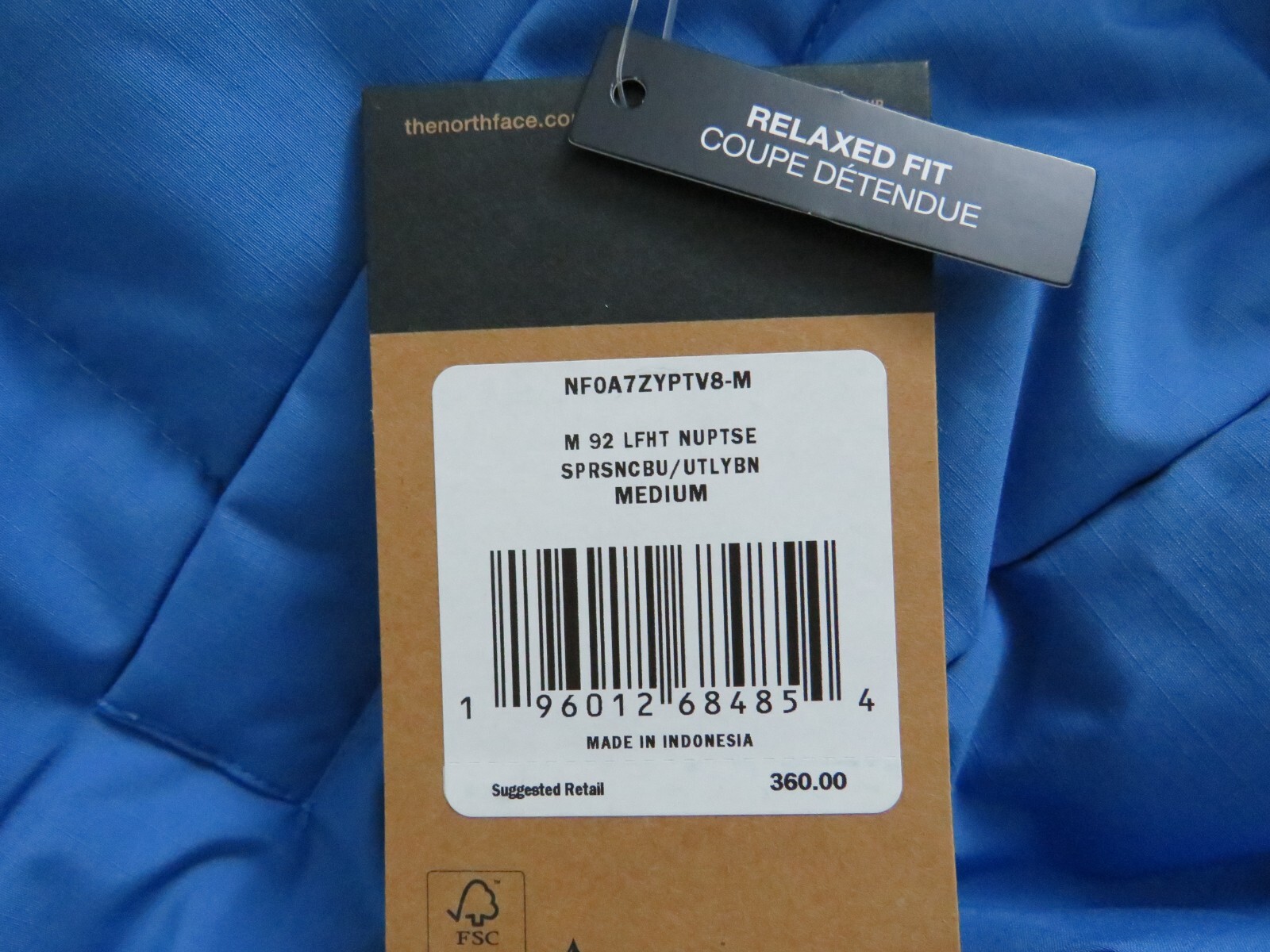 Pre-owned The North Face Mens  1992 Low Fi Hi Tek Nuptse 700-down Insulated Jacket 92 Blue In Supersonic Blue / Utility Brown / Tnf White Logo