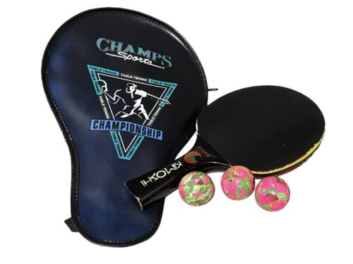 Tennis Paddle, Cover W Pocket & 3 Bright Colored Ping Pong Balls