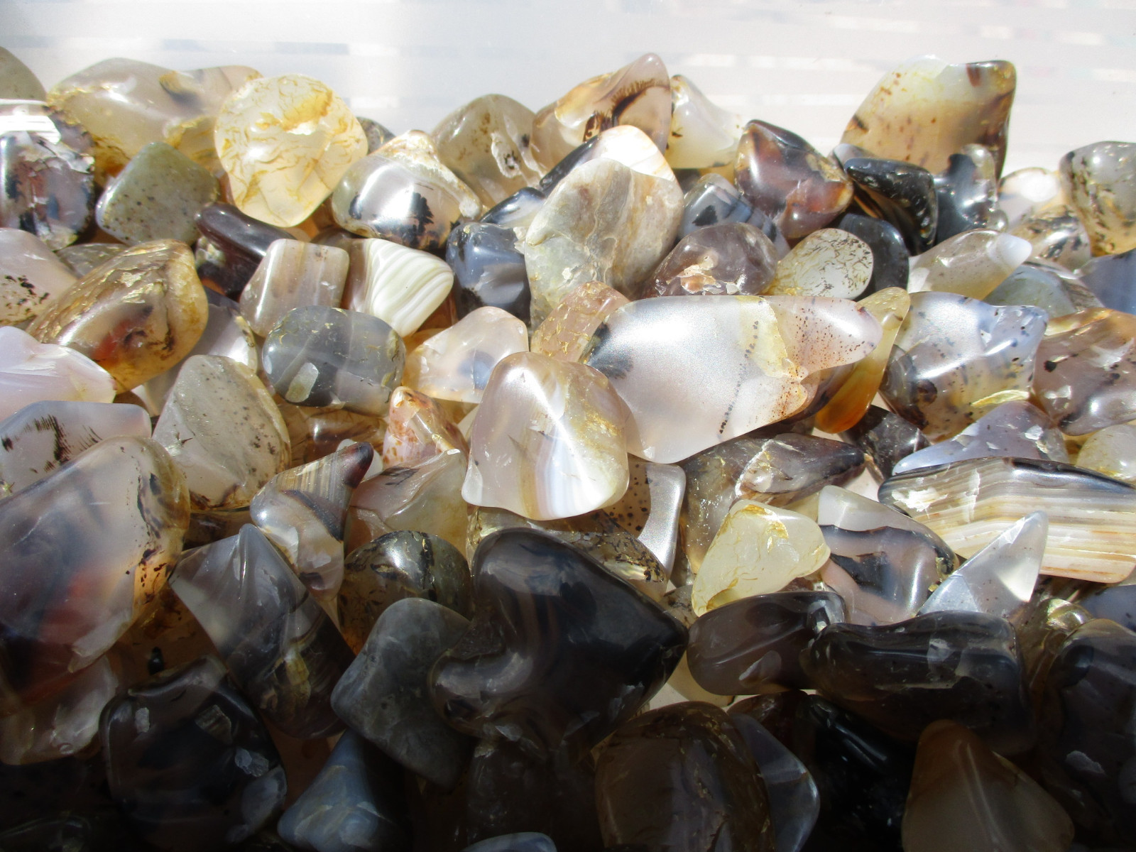 4 1/2 pounds of polished semi precious stones mostly montana agate (c)