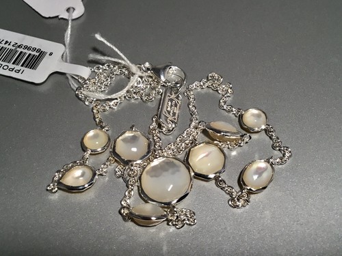 Pre-owned Rock Candy Ippolita Sterling Silver  Mop Station Necklace In White