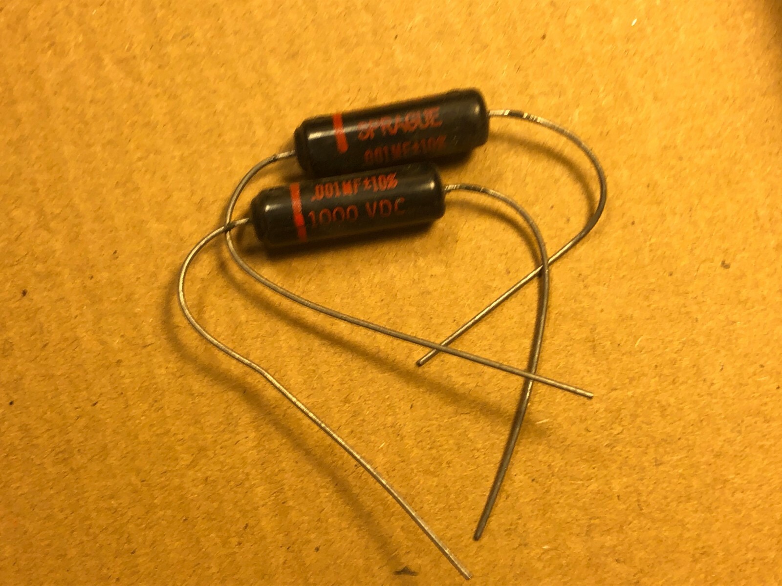 2 NOS Sprague Black Beauty .001 uf 1000v Capacitors Vintage