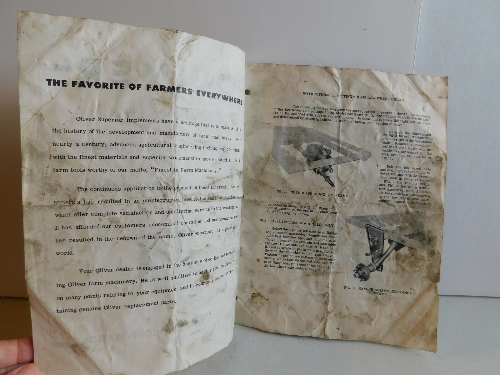 Oliver Setting Up & Operating Instructions No. 38 Low Wheel Drill Manual