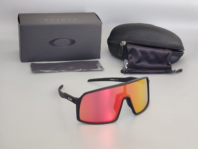 Oakley Sutro Sports Shield Sunglasses Matte Black Flash Red-Orange Mirror Lens