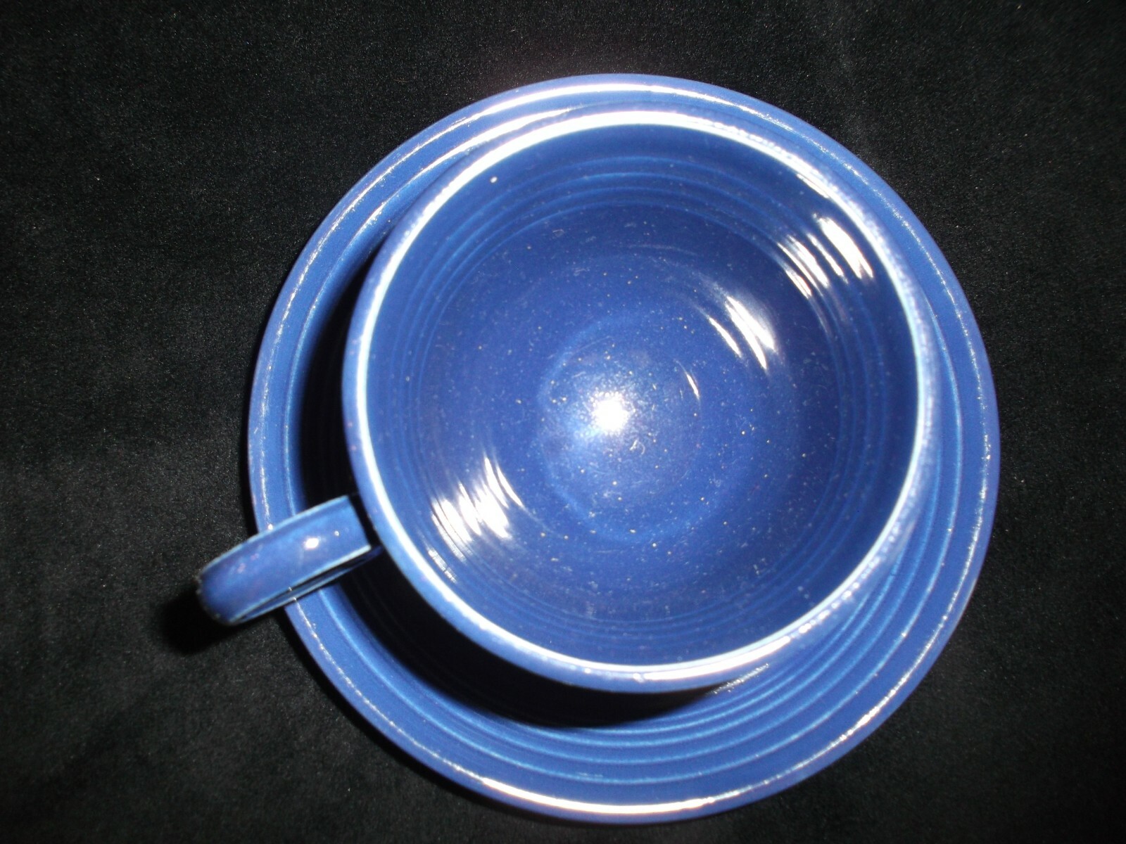 VINTAGE FIESTA WARE CUP SAUCER ORIGINAL COBALT BLUE HOMER LAUGHLIN