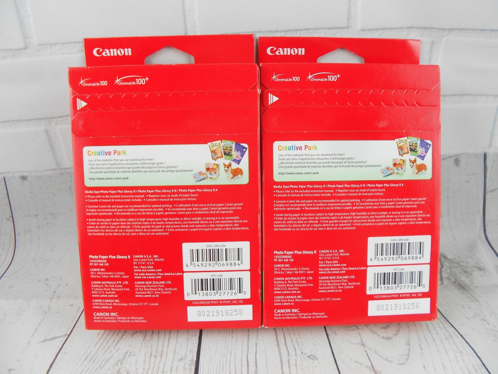 2 Packs Canon Photo Paper Plus Glossy II 4 x 6 High Gloss 200 Sheets Total New