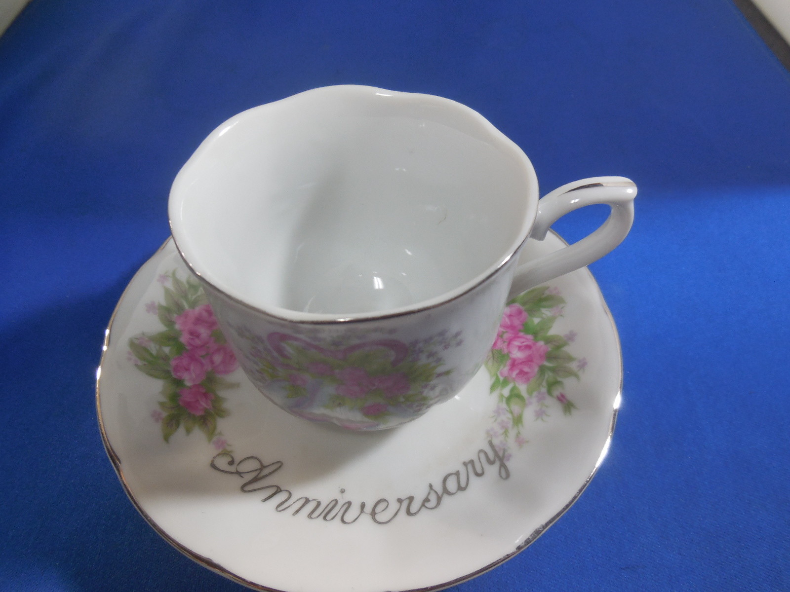 25th Anniversary Tea Cup & Saucer Roses & Bells