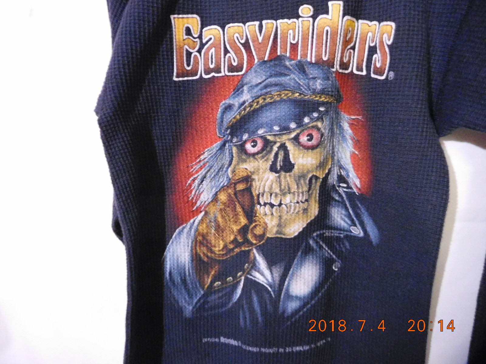 VTG 80s Easyriders pointing skull 3D Emblem SZ 38/40 JE Morgan's thermo shirt