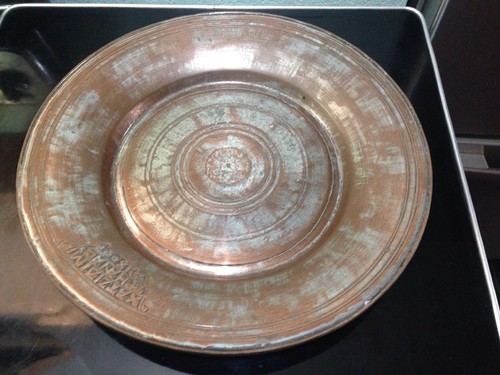 Antique Marked C.1800 Islamic Silver & Copper Tray Plate Charger Persian Turkish